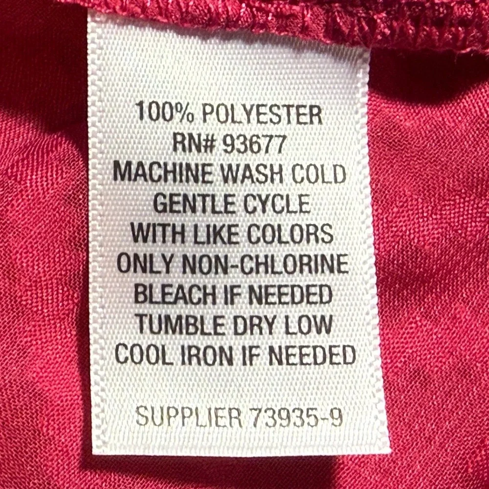 Liz Claiborne Fushia Chevron Ruffle Neck Flutter Sleeve Sheer Blouse XL - Picture 11 of 11